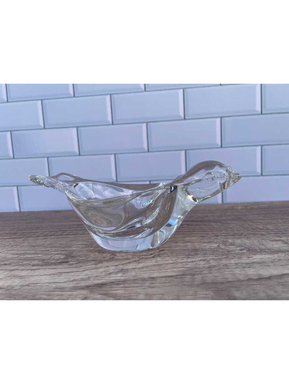 Vintage Crystal Clear Bird Shaped Trinket Dish / Candy Dish / Ashtray